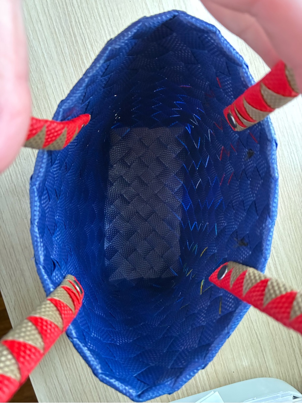Marni Navy Woven Tote with Multicolor Flowers ๐ - Picture 2 of 5